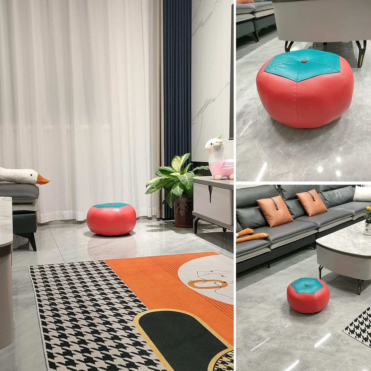 HOMERO Multifunctional Cylindrical Ottoman Pouf Padded Stool