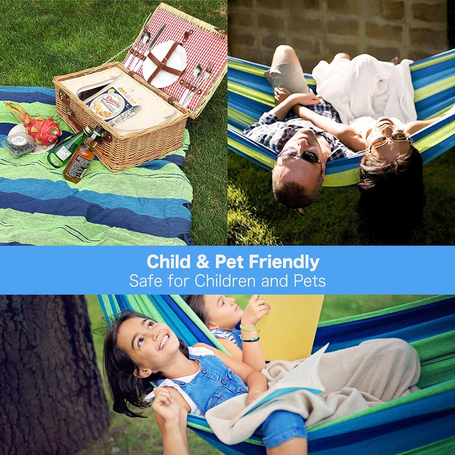 HOMERO Wooden Canvas Hammock Swing Bed Outdoor & Indoor - 200x100cm