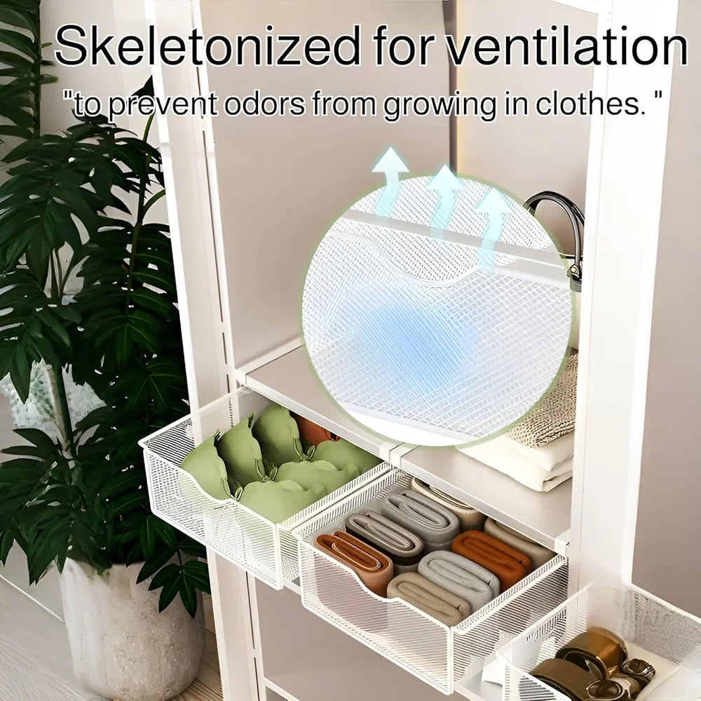 HOMERO Closet Pull Out Basket Smooth Sliding Drawer Organizer