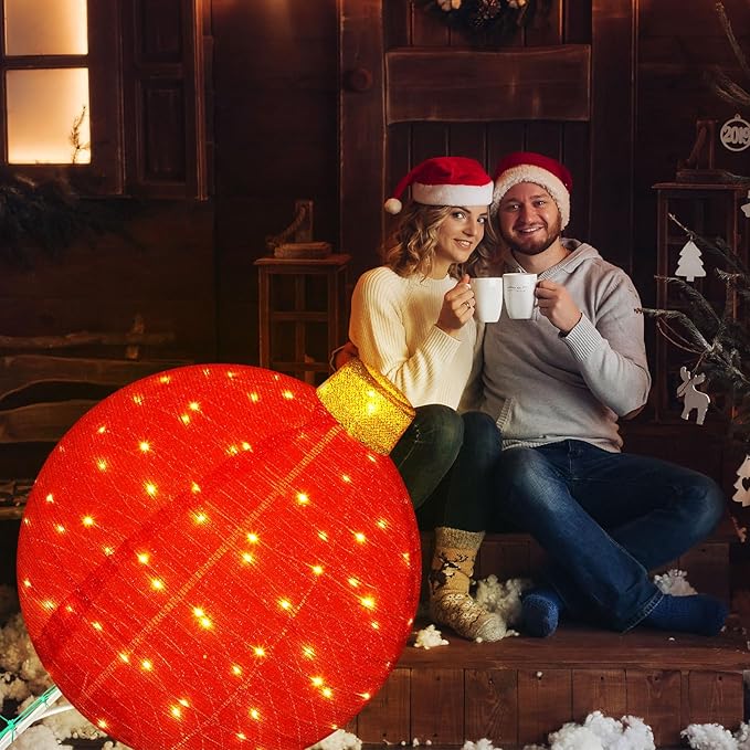 HOMERO 3D Lighted Pop Up Festive Outdoor Decoration Ball Set - 24 Inch