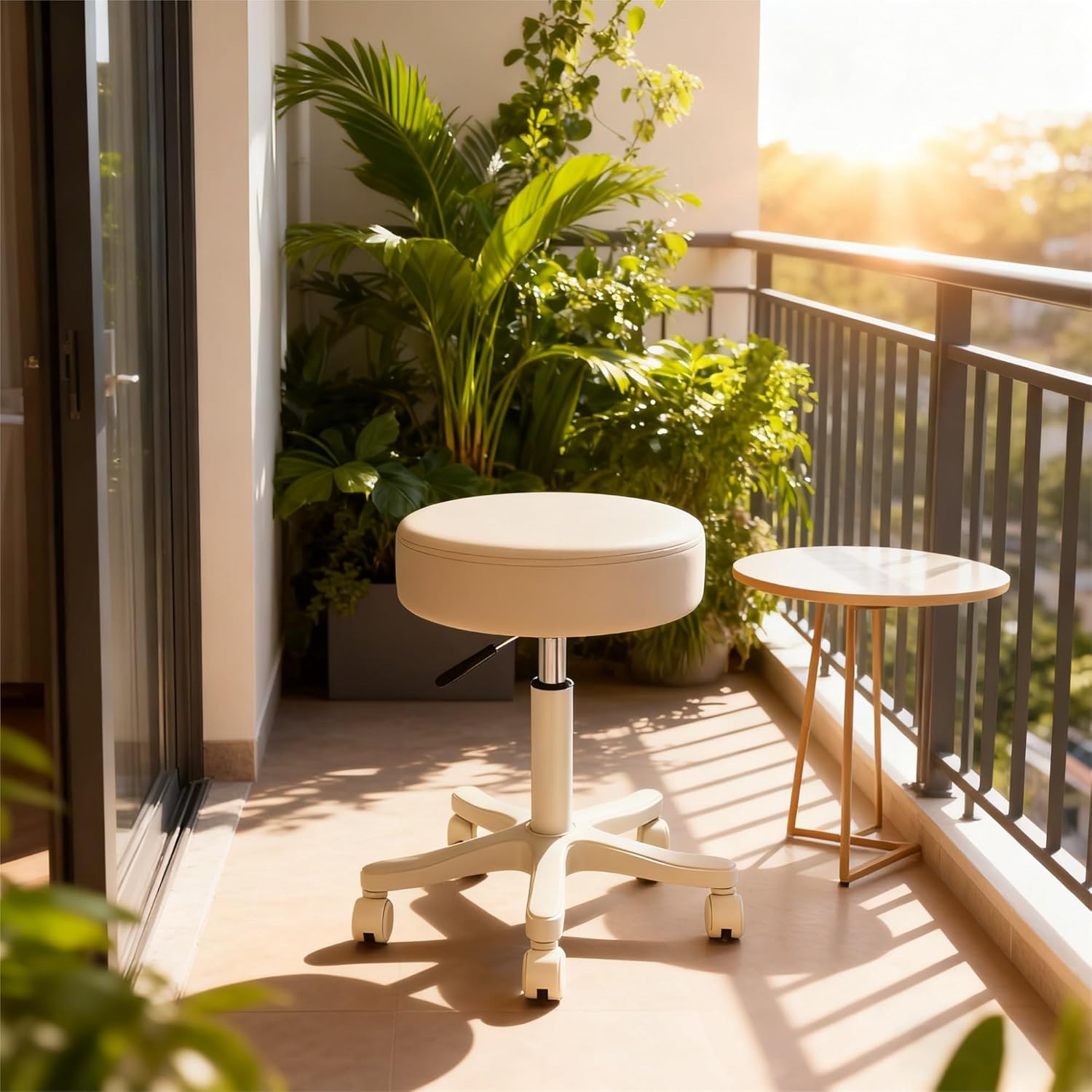 Height Adjustable Soft Cushioned Seat Rolling Stool