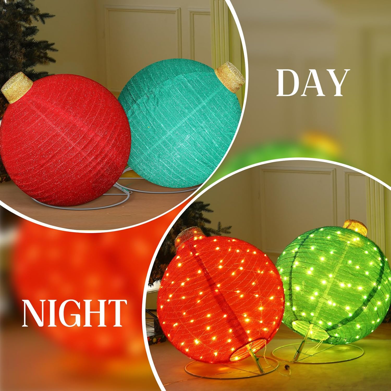 HOMERO 3D Lighted Pop Up Festive Outdoor Decoration Ball Set - 24 Inch