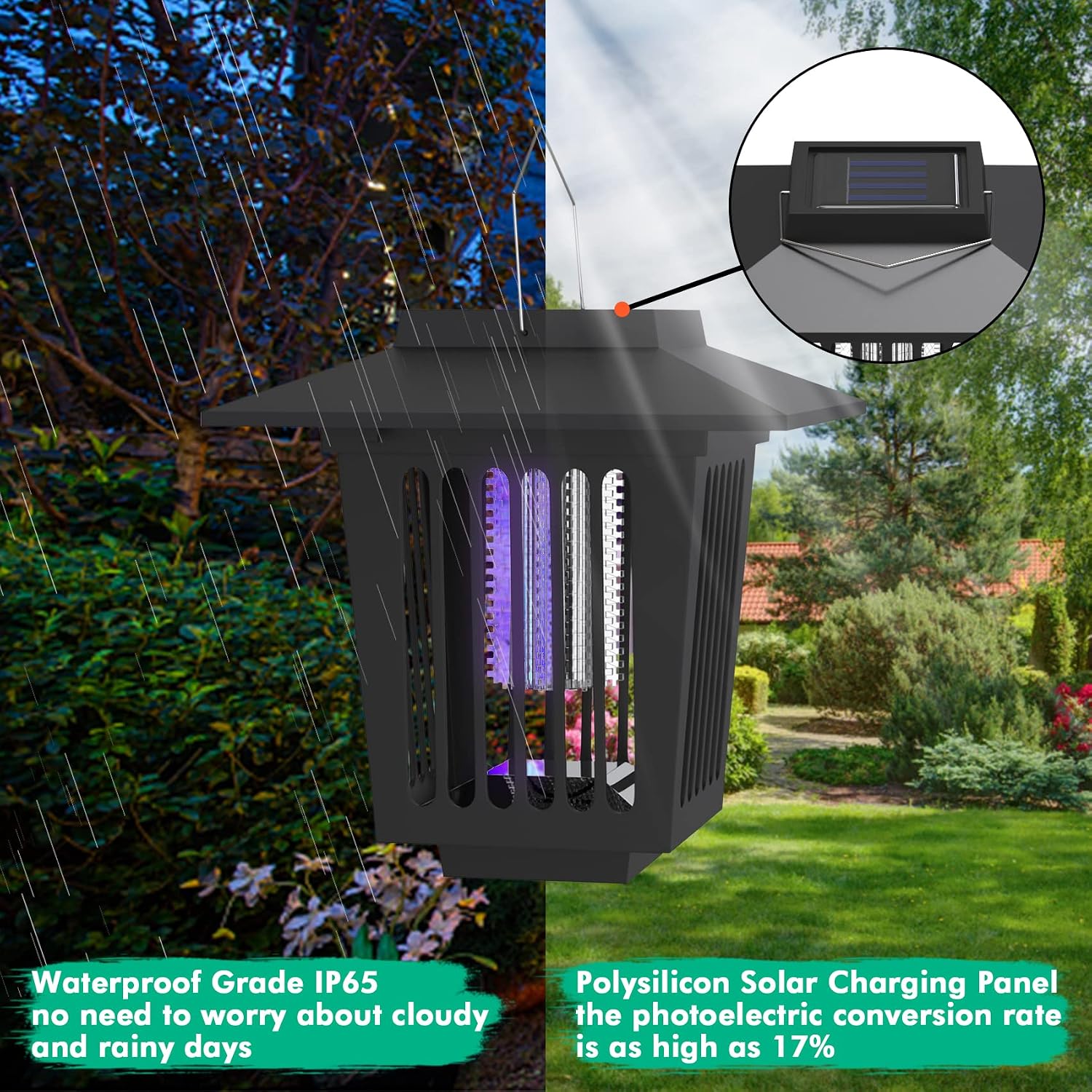 Dual Mode Solar Mosquito Killer Garden Waterproof UV Lamp