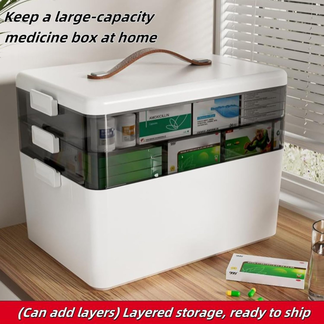 Homero 3-Tier Large Capacity Clear Organizer Medicine Storage Box