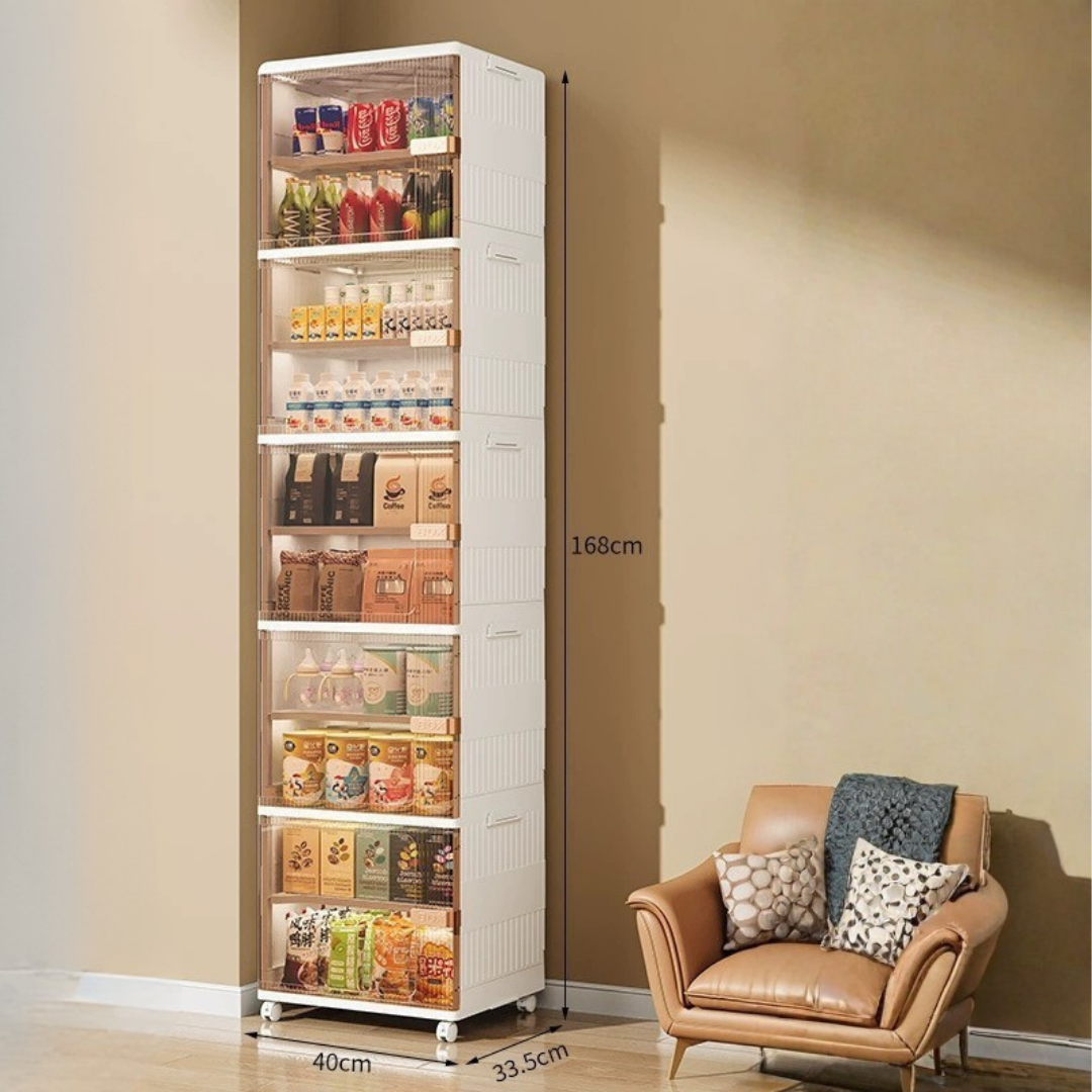 HOMERO Premium Multi-Folding Space-Saving Storage Cabinet with Transparent Door