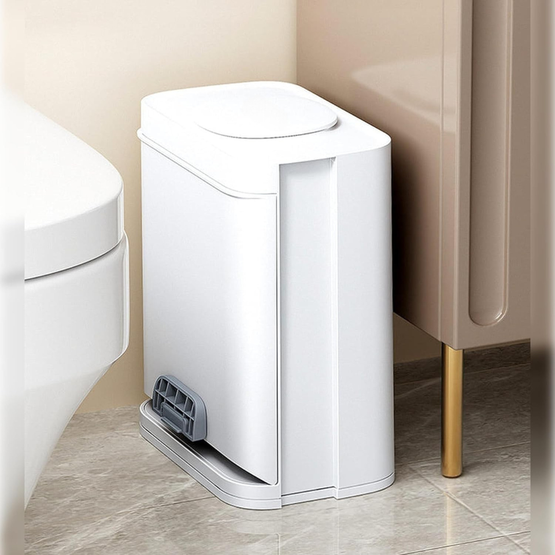 HOMERO Elegant Modern Dual-Opening Lid Slim Foot Pedal Dustbin - 16L Capacity