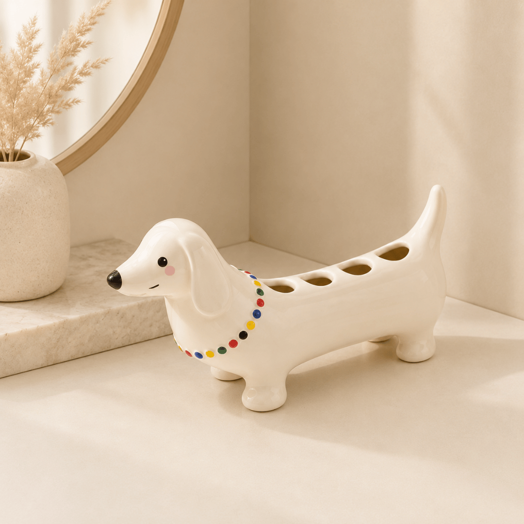 HOMERO Elegant Ceramic Cartoon Toothbrush Holder