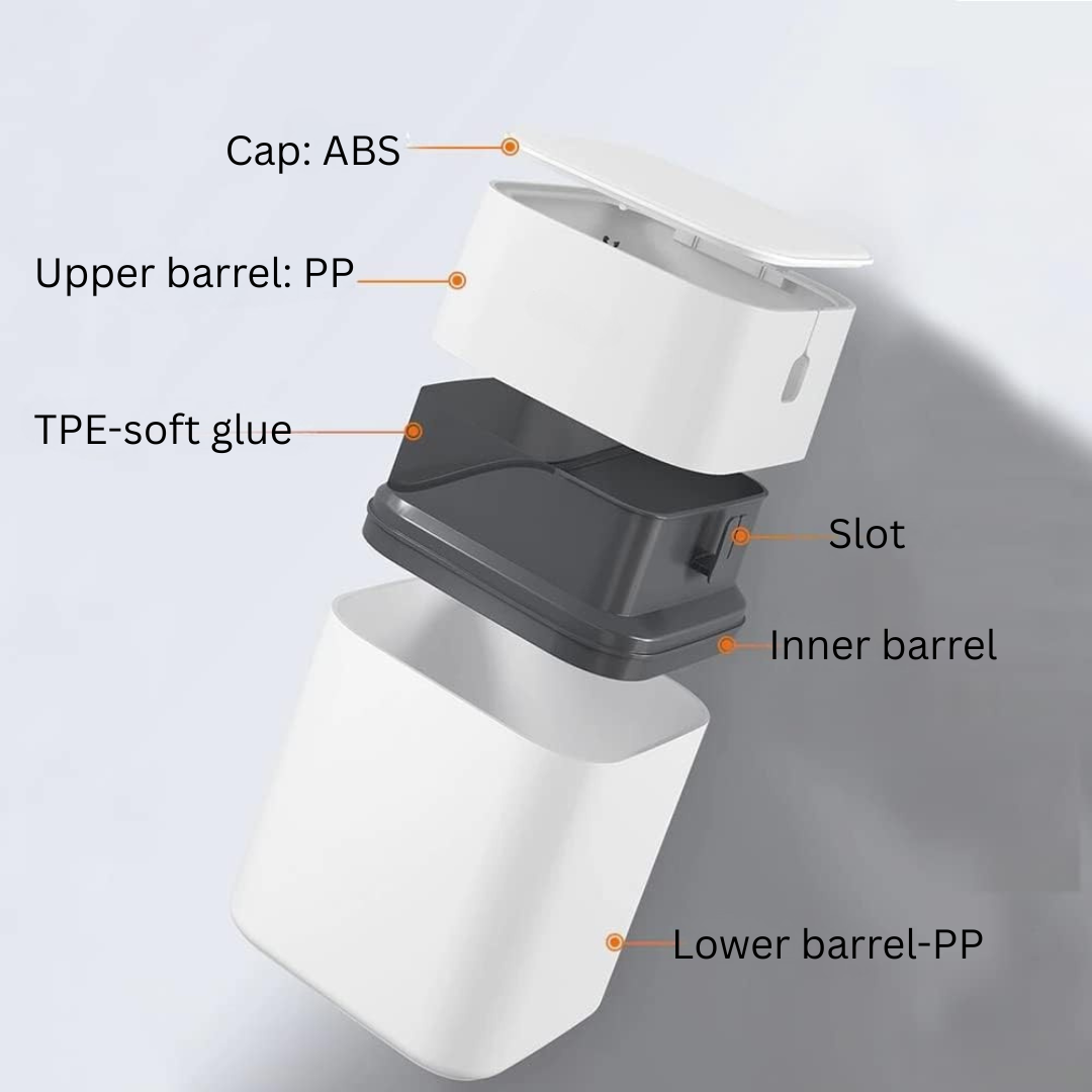 HOMERO Soft TPU Easy-Pack System Smooth Pull Groove Dustbin - 15L