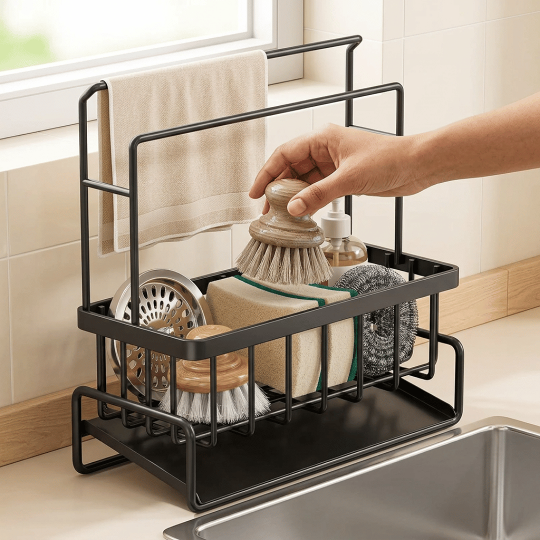 Homero Multi-Purpose Space-Saving Carbon Steel Sink Drain Rack