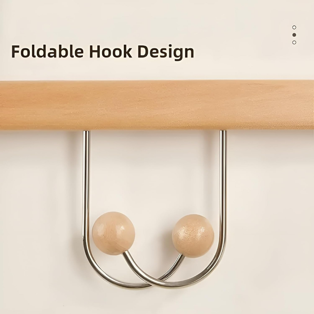 HOMERO 6 Hook Wooden Over Door Hook Rack Cloth Organizer