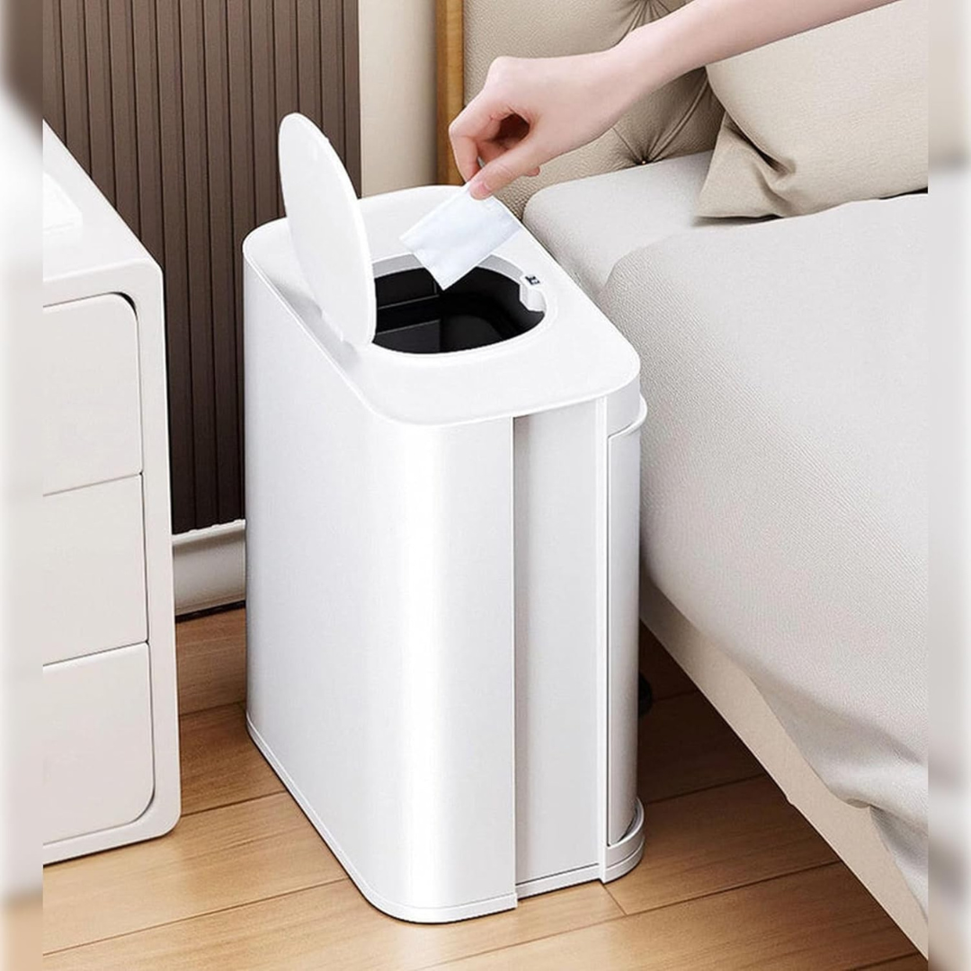HOMERO Elegant Modern Dual-Opening Lid Slim Foot Pedal Dustbin - 16L Capacity