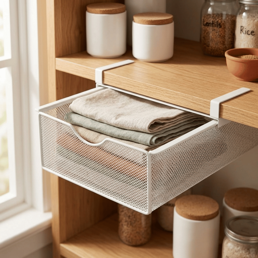 HOMERO Closet Pull Out Basket Smooth Sliding Drawer Organizer