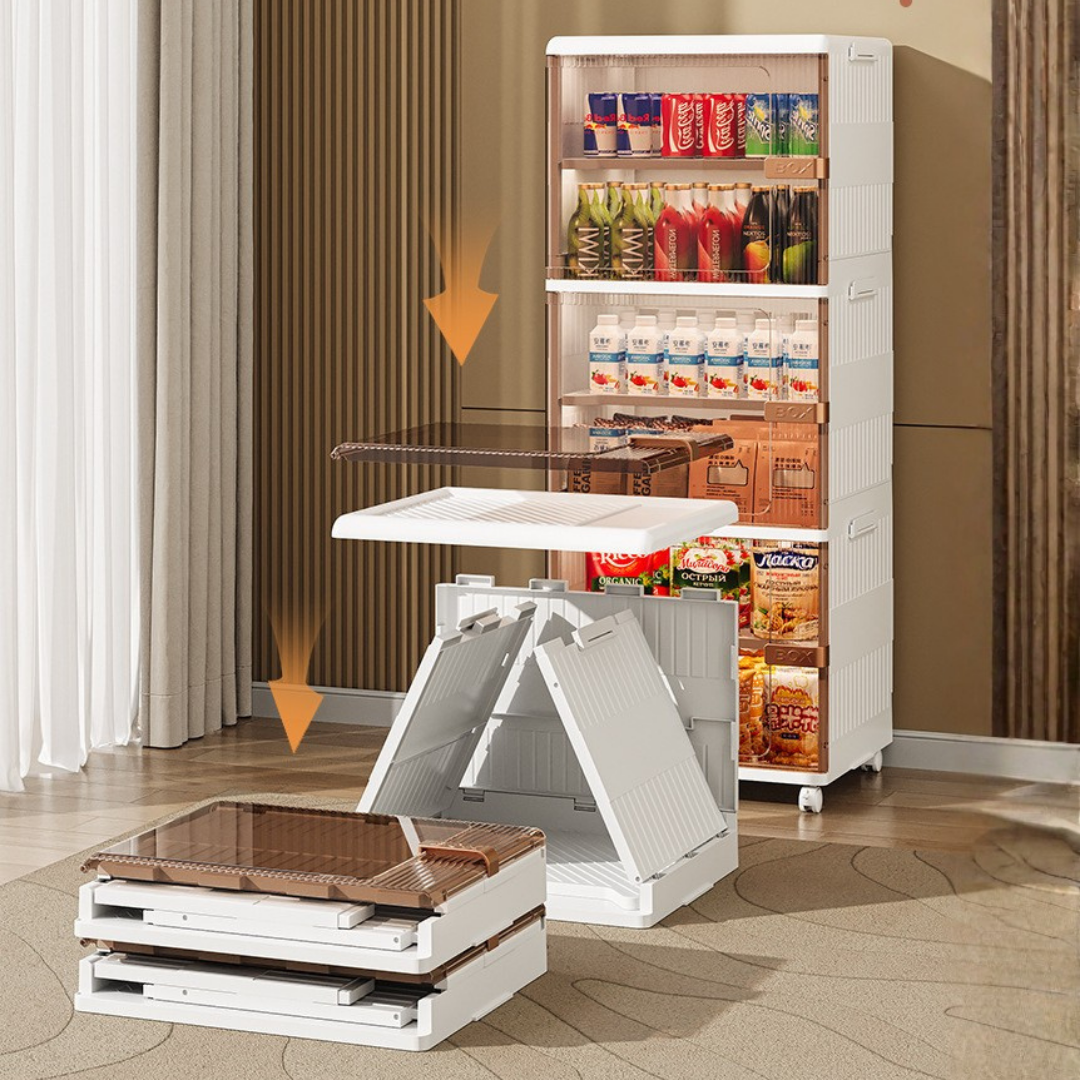 HOMERO Premium Multi-Folding Space-Saving Storage Cabinet with Transparent Door