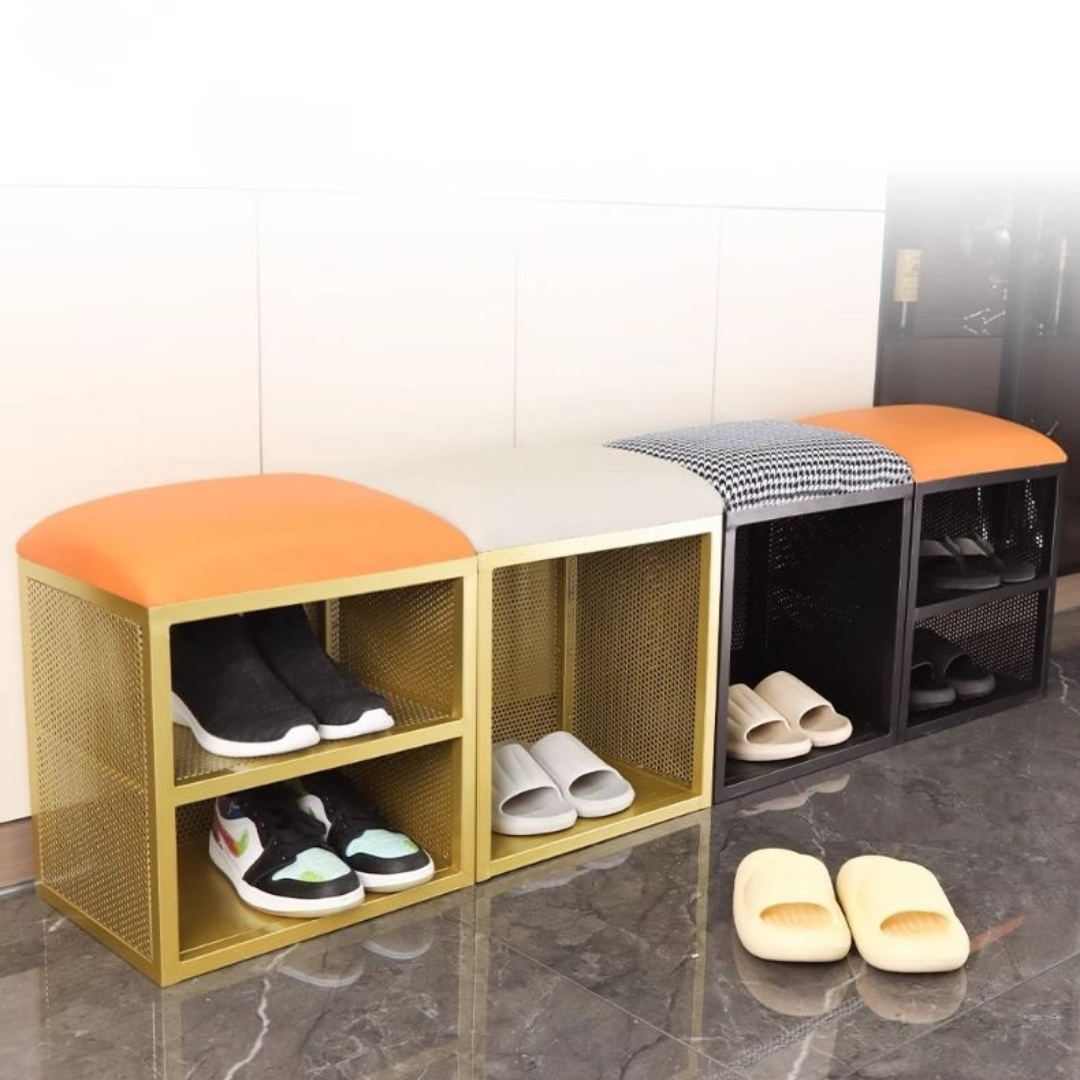 HOMERO Elegant PU Leather Shoe Storage Seating Bench