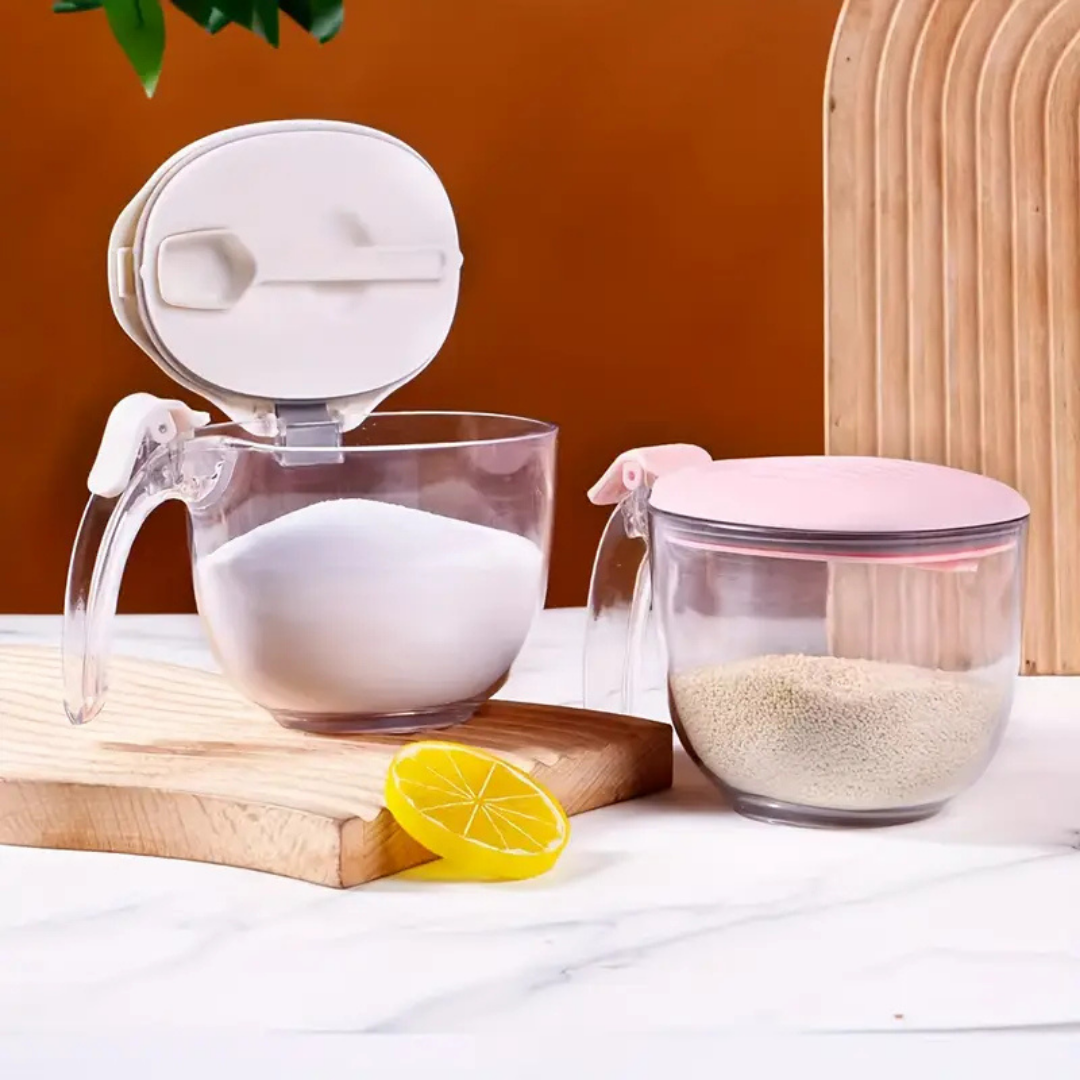 HOMERO Elegant Flip Lid Design Magnetic Spoon Spice Storage Box