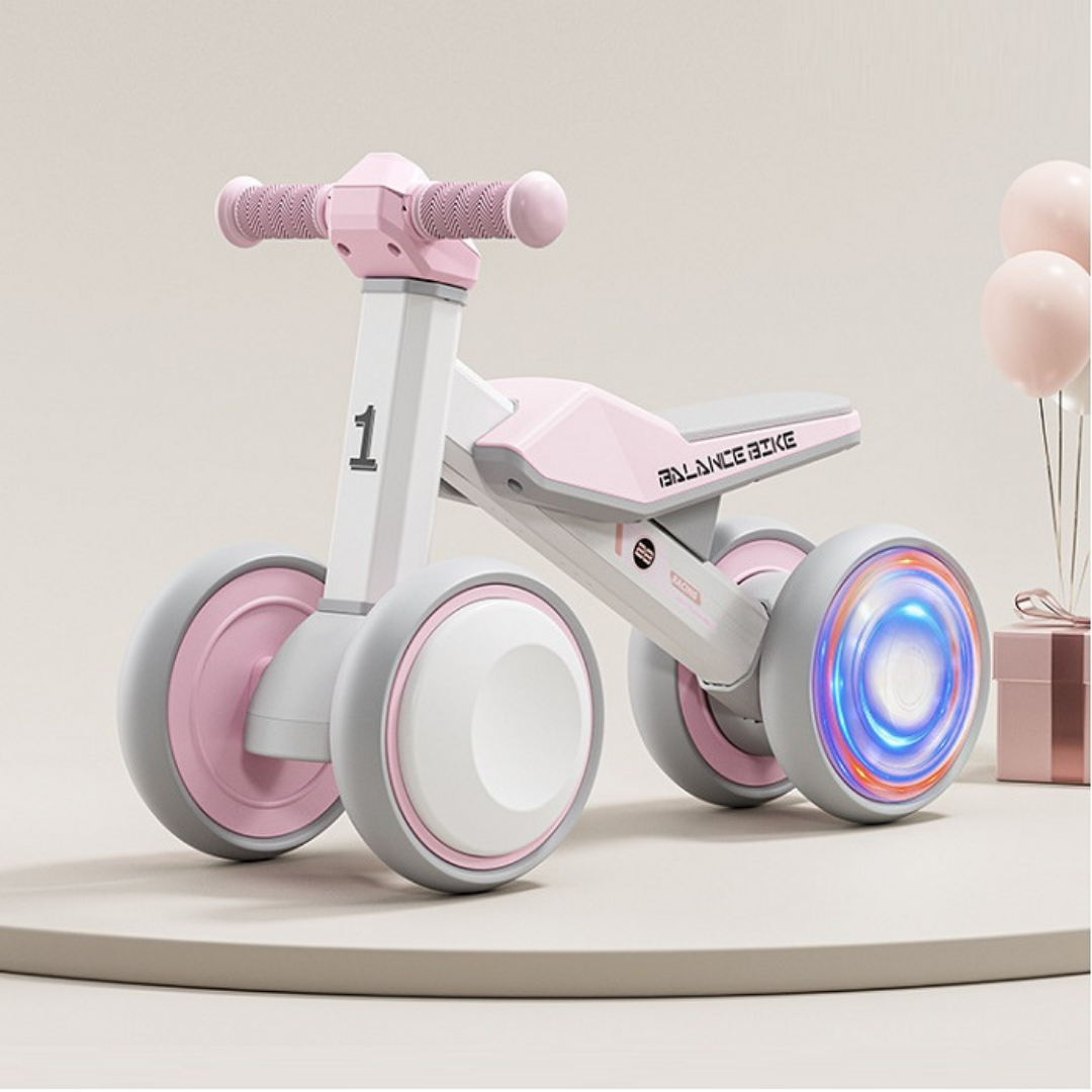 HOMERO Children Balance Glide Adjustable Seat LED Light Wheels Bike