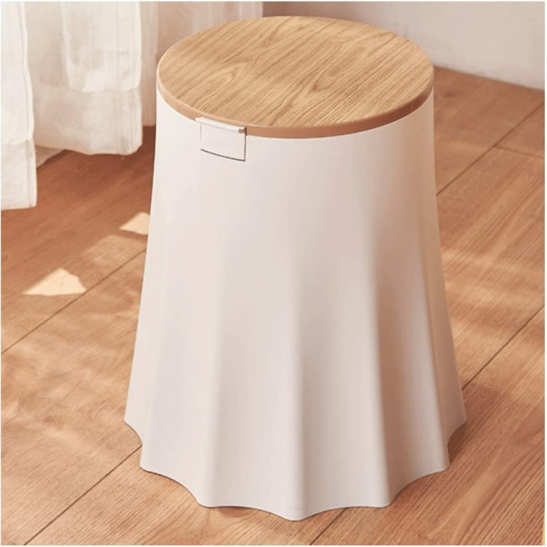 HOMERO Modern Tree Stump Shaped Press Top Trash Can - 10L
