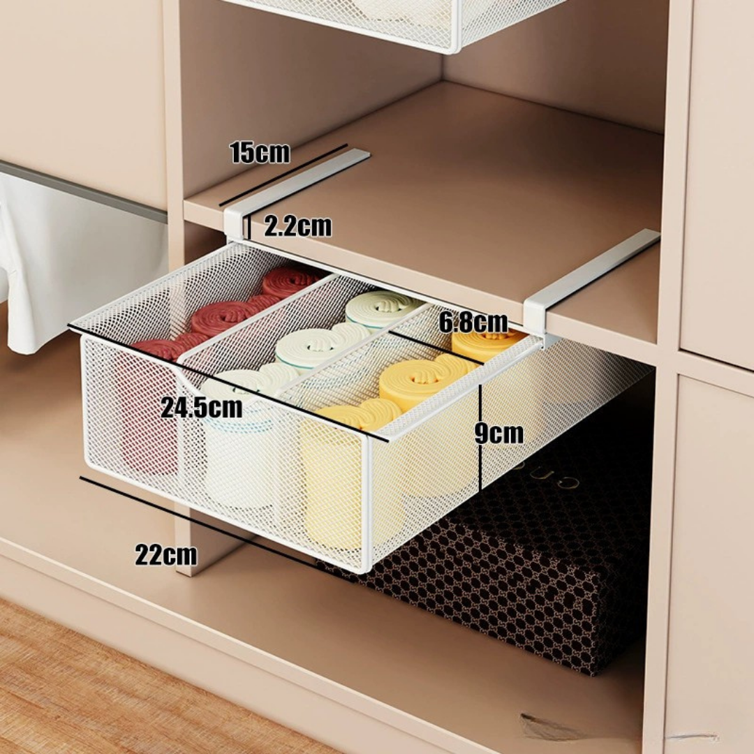 HOMERO Closet Pull Out Basket Smooth Sliding Drawer Organizer