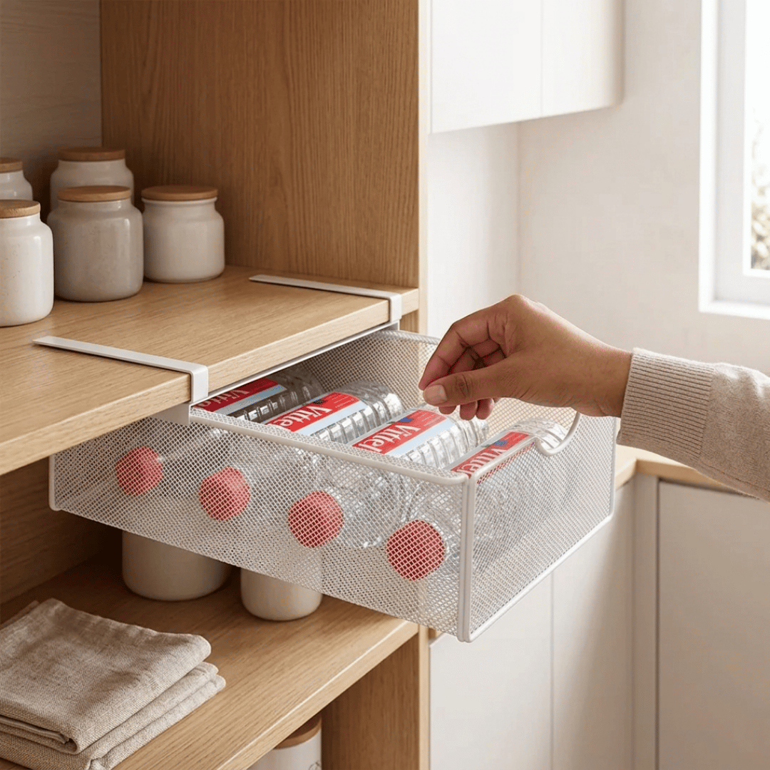 HOMERO Closet Pull Out Basket Smooth Sliding Drawer Organizer