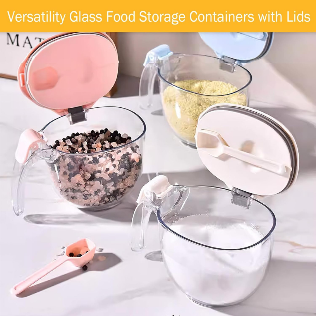 HOMERO Elegant Flip Lid Design Magnetic Spoon Spice Storage Box