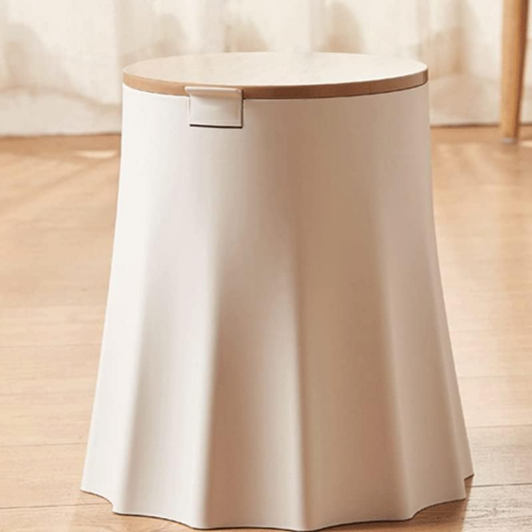 HOMERO Modern Tree Stump Shaped Press Top Trash Can - 10L