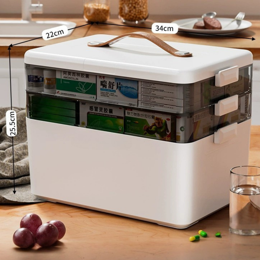 Homero 3-Tier Large Capacity Clear Organizer Medicine Storage Box