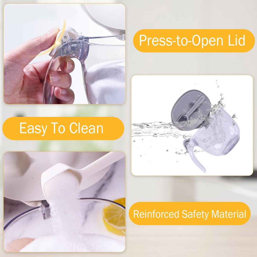 HOMERO Elegant Flip Lid Design Magnetic Spoon Spice Storage Box