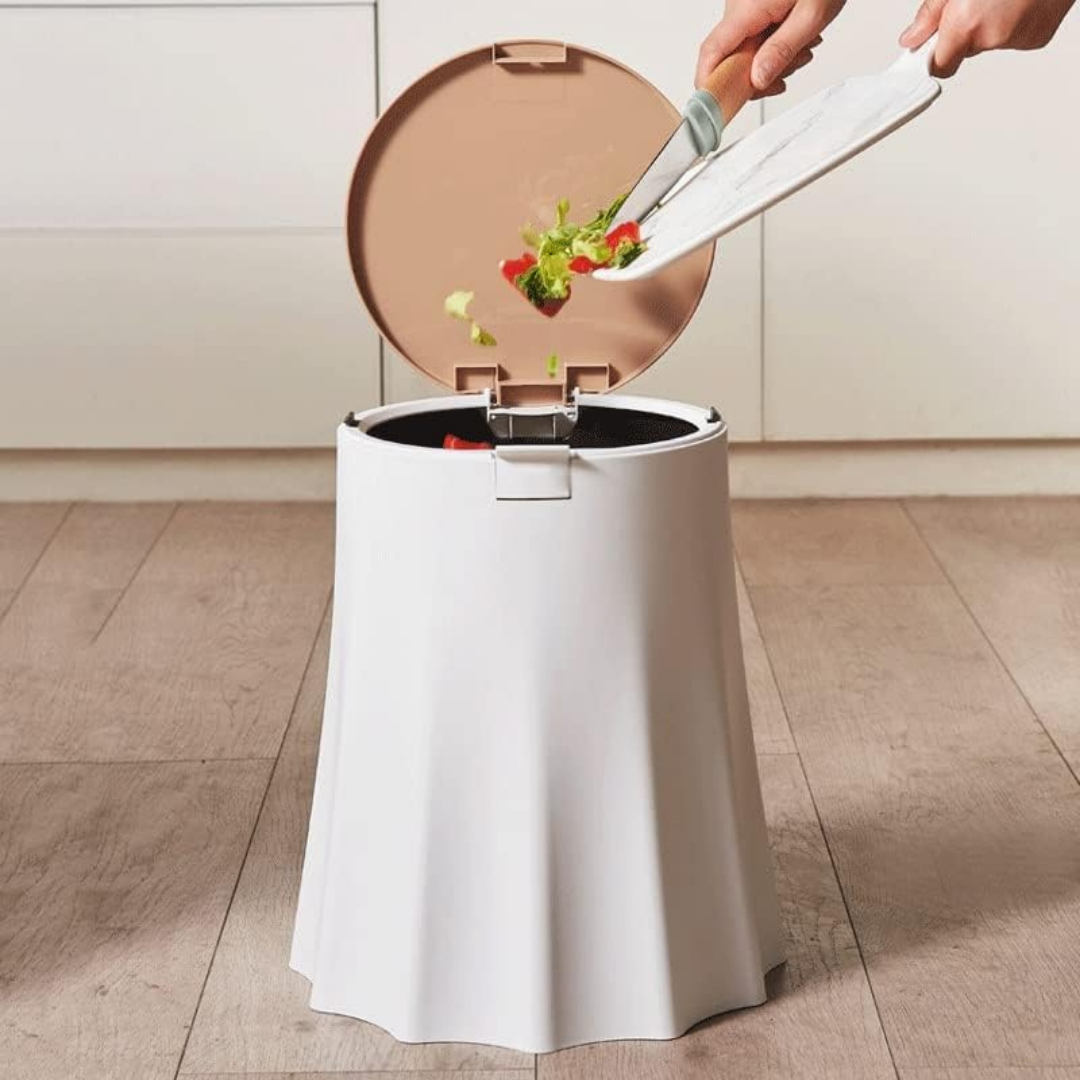 HOMERO Modern Tree Stump Shaped Press Top Trash Can - 10L