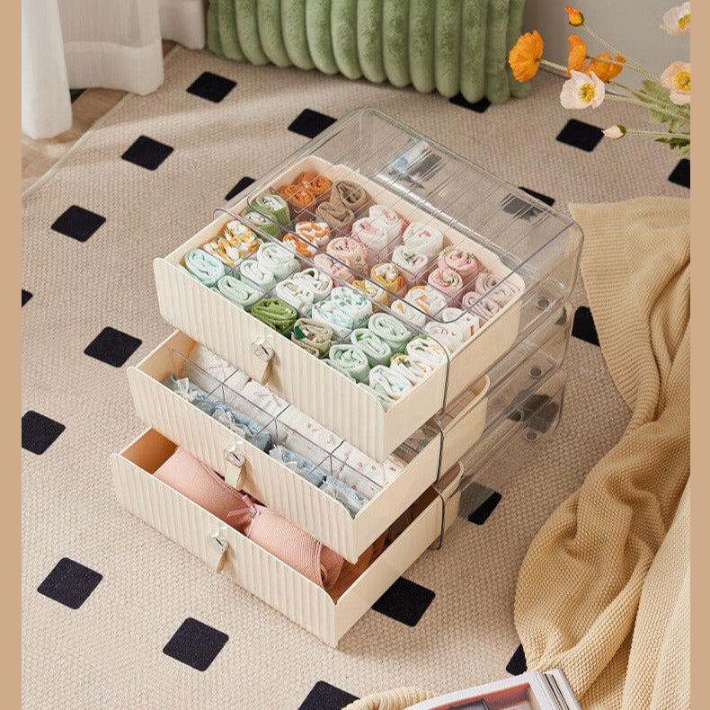 3 Layer Grided Drawer Cabinet for Undergarments and Socks