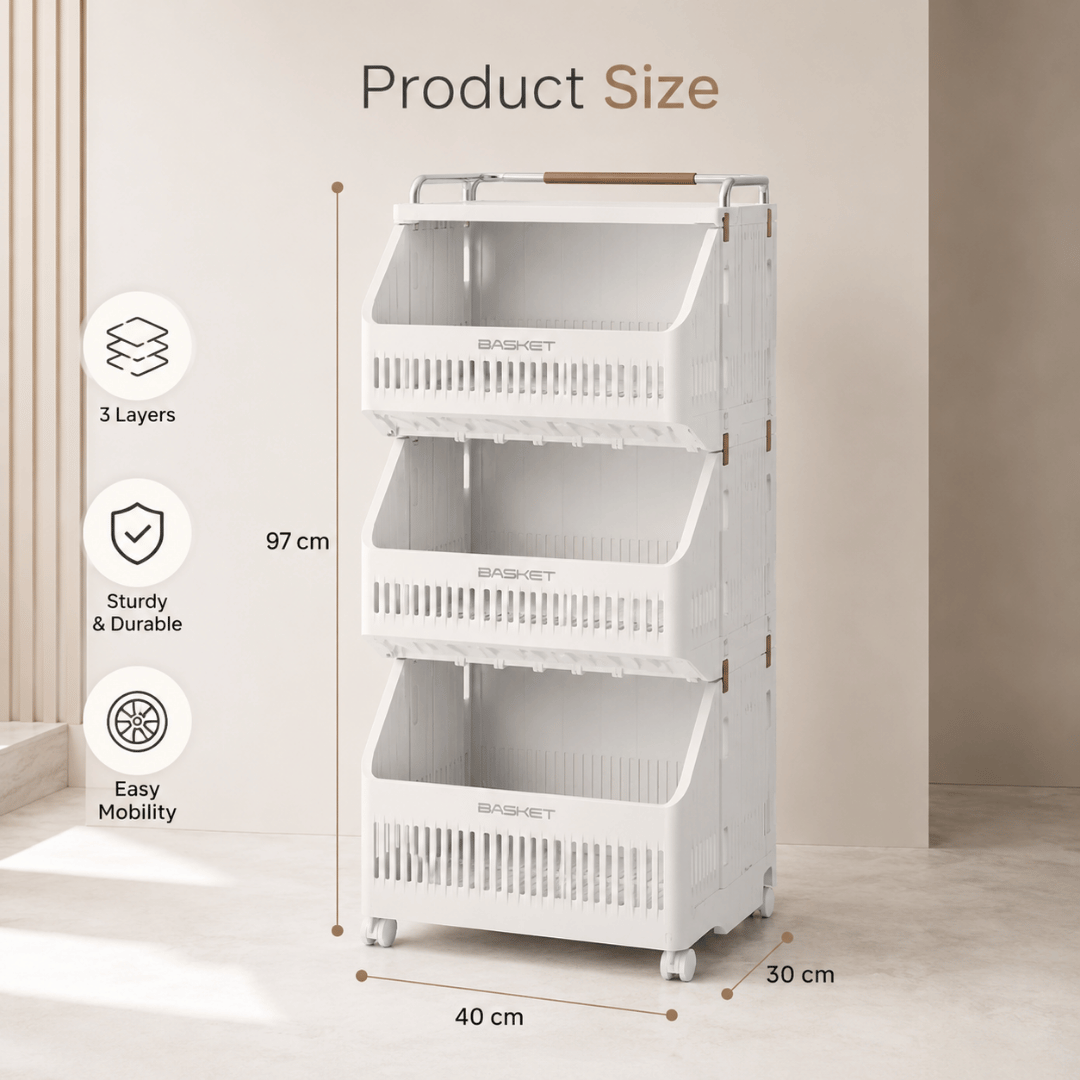 Homero Multi-Purpose Rolling Storage Cart With Lockable Wheels