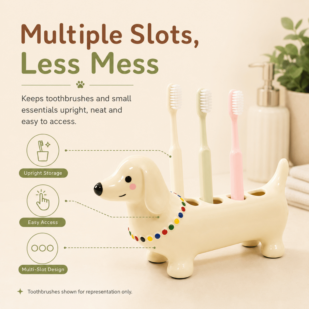 HOMERO Elegant Ceramic Cartoon Toothbrush Holder