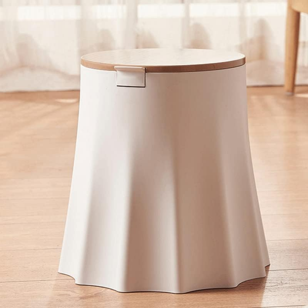 HOMERO Modern Tree Stump Shaped Press Top Trash Can - 10L