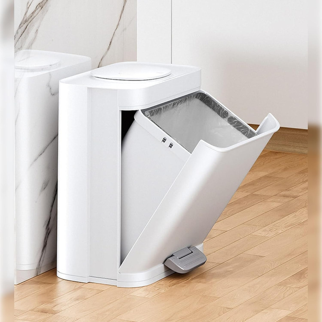 HOMERO Elegant Modern Dual-Opening Lid Slim Foot Pedal Dustbin - 16L Capacity