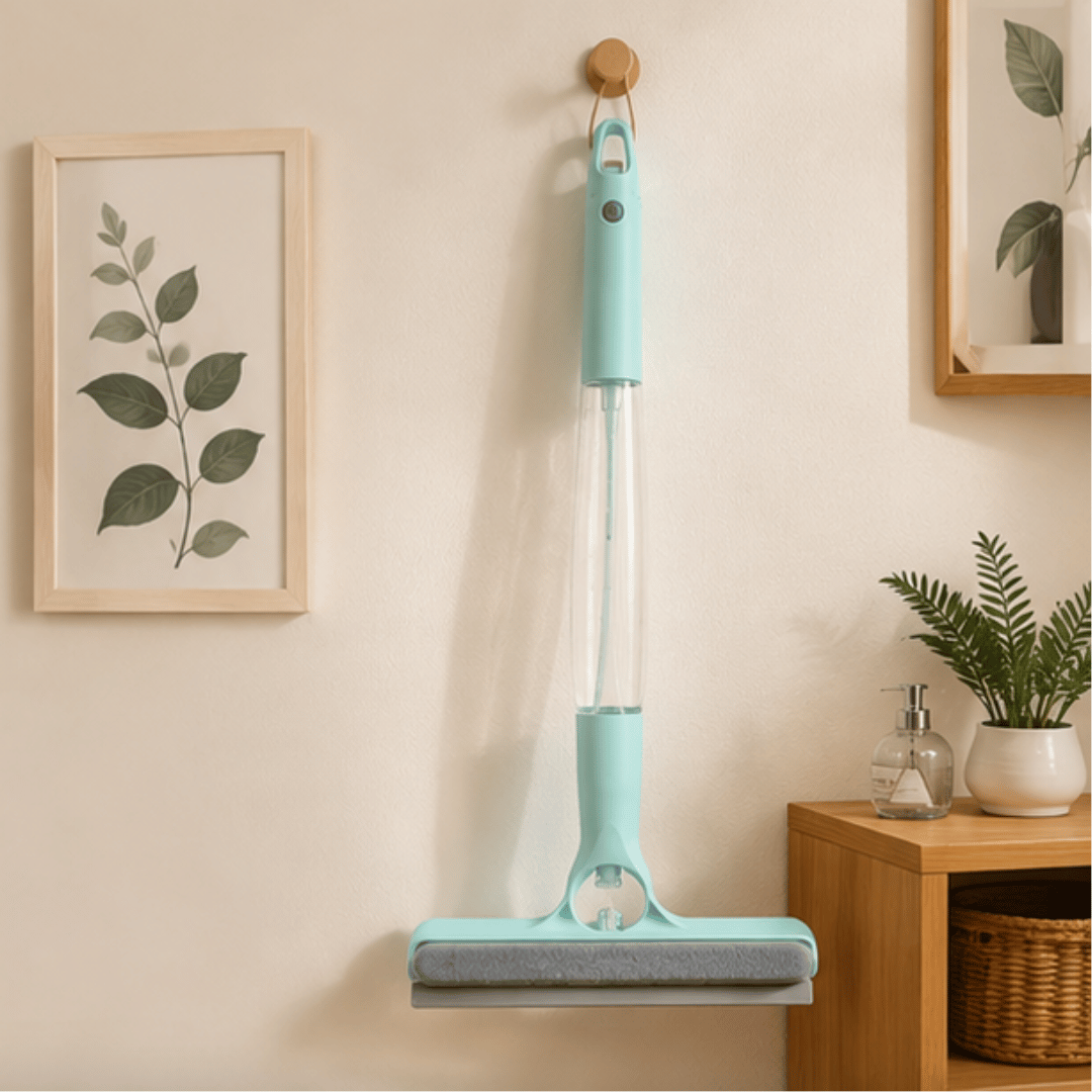 3 in 1 Handheld Glass Cleaning Spray Squeegee Brush Window Wiper with Integrated Bottle