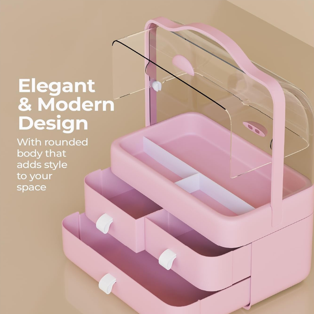 Multi Purpose Makeup & Skincare Organizer Box with Carry Handle