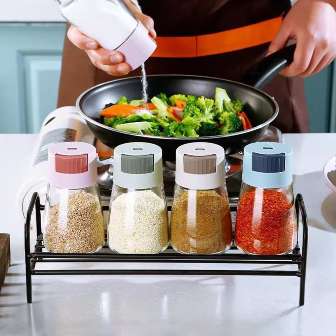 Multi-Purpose Transparent Spice Storage Bottle with Press Lid