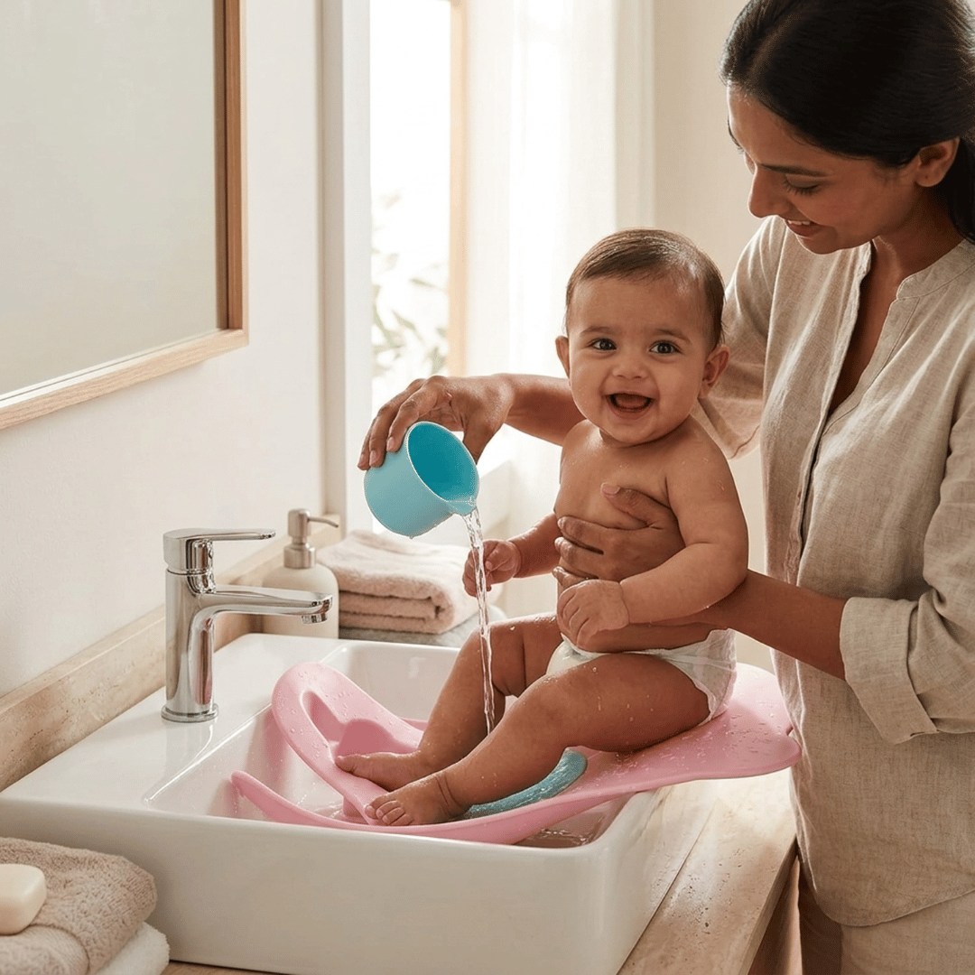 Ergonomic Infant Baby Butt Washing Foldable Basin