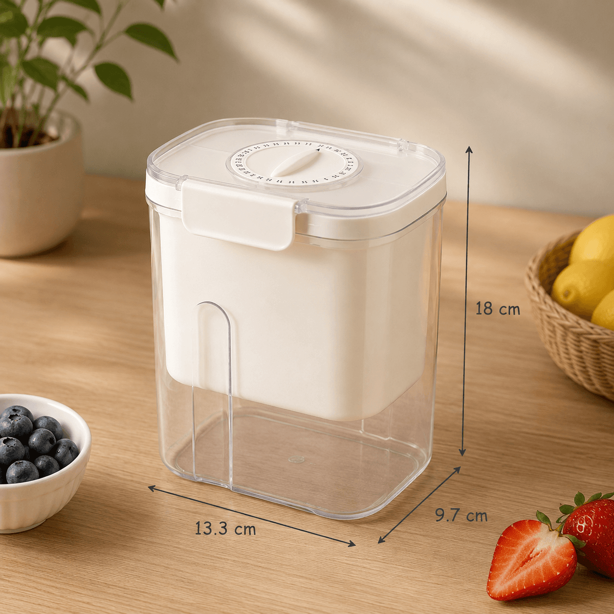 Homero Multi-Purpose Yogurt Strainer with Timer – White 18cm