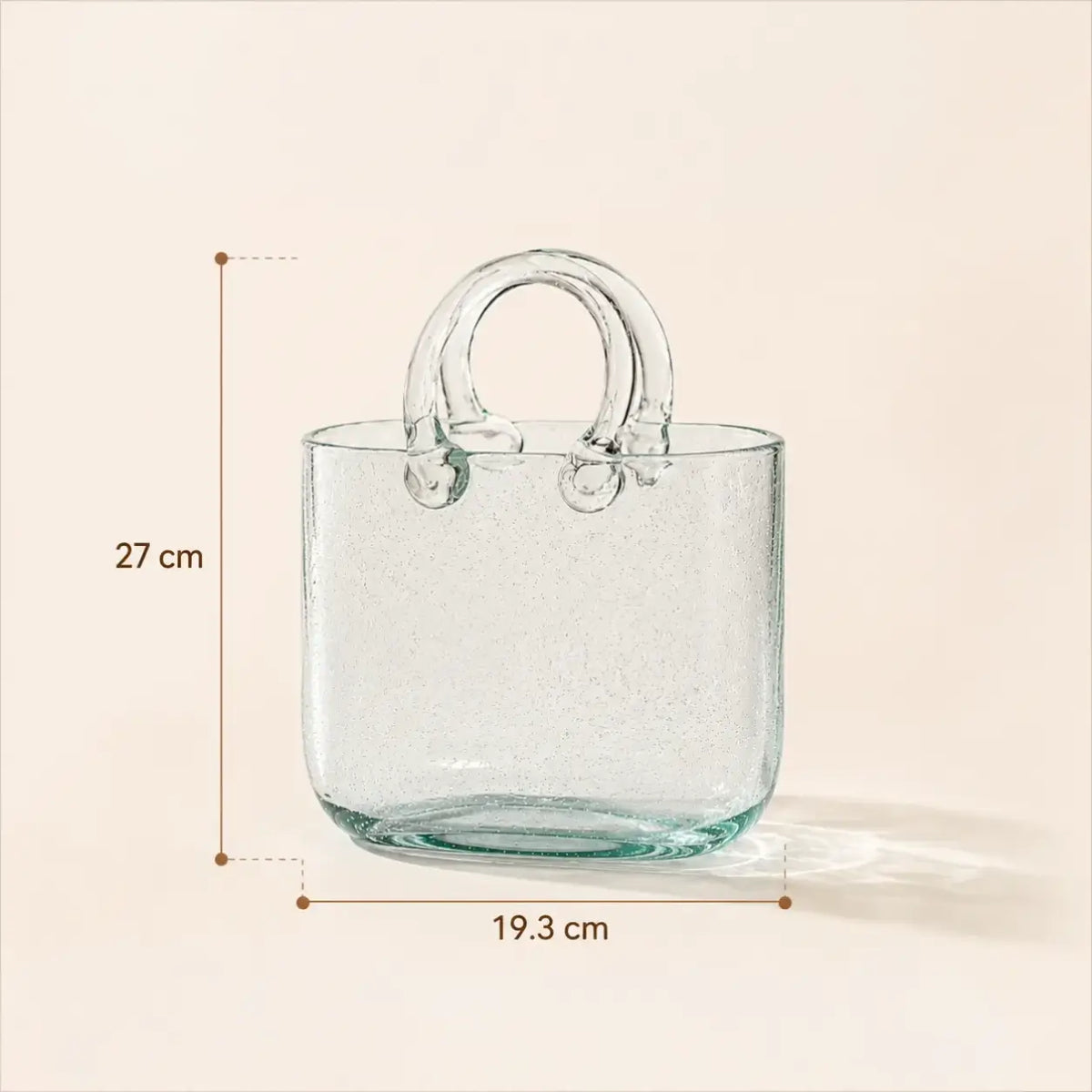 Homero Transparent Hand Blown Glass Vase with Elegant Purse Design