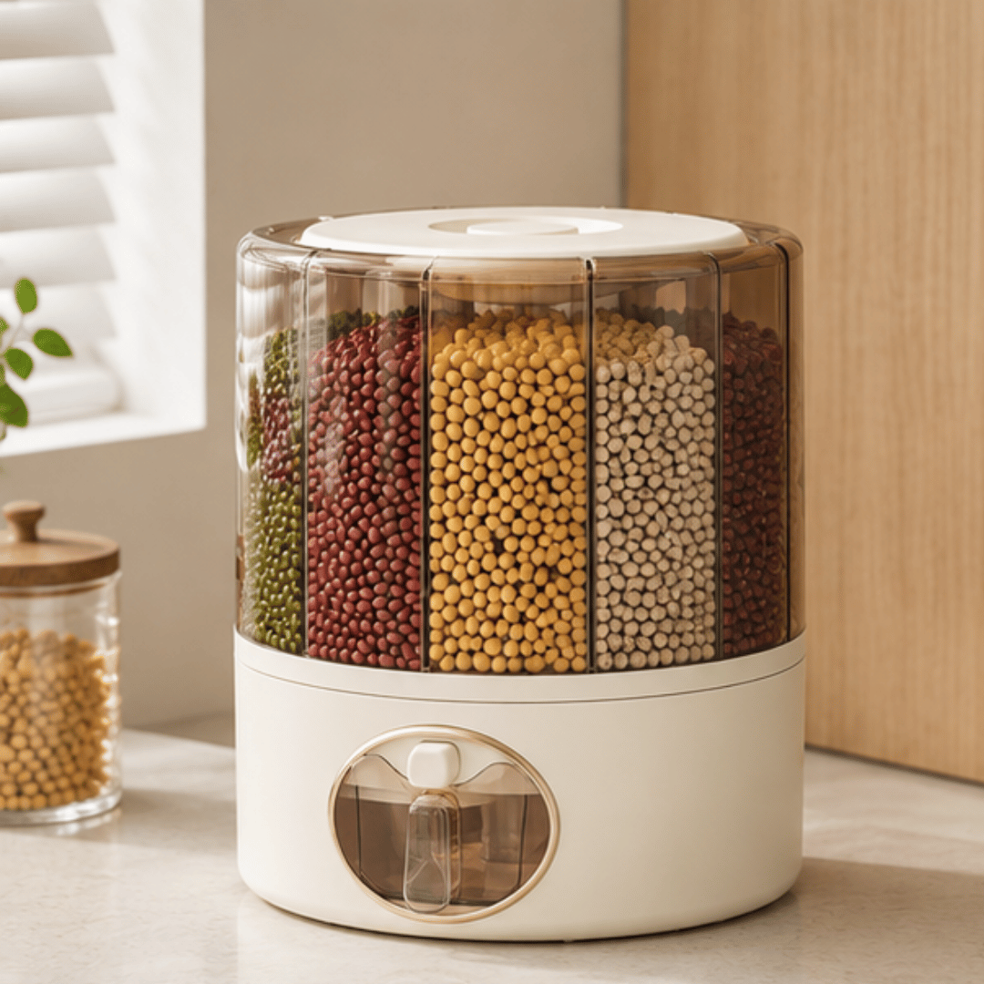360° Rotating Six Section One Press Grain Storage Container
