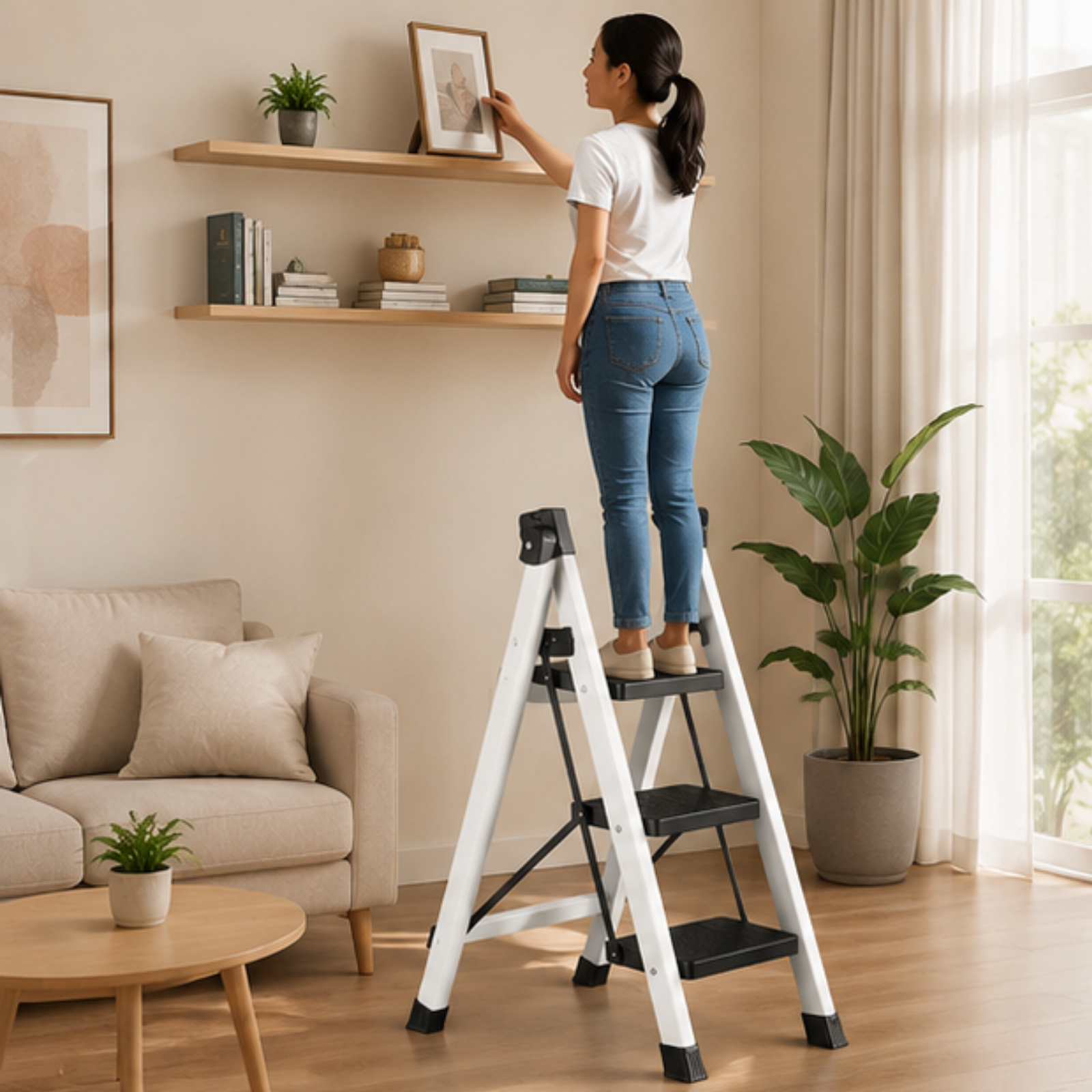 3 Step Folding Ladder with Wide Anti Slip Steps