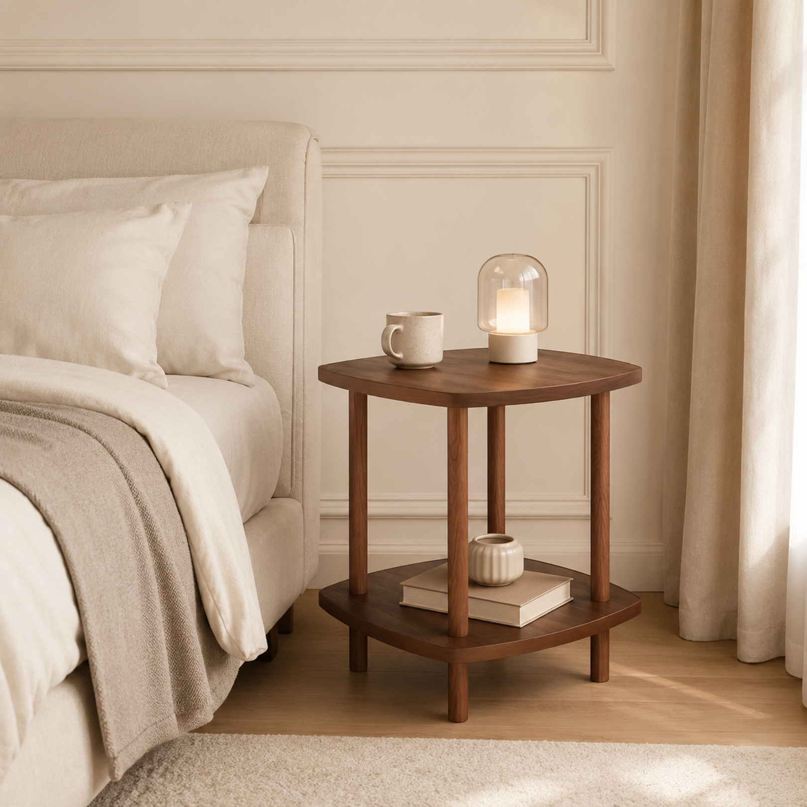 Multipurpose Wooden Corner Side Table