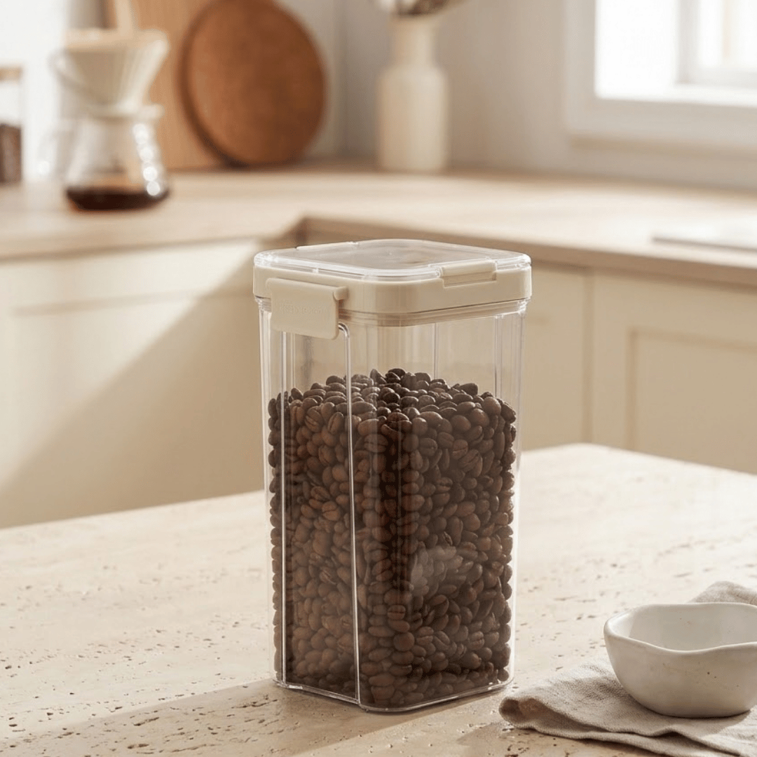 Multipurpose Transparent Grains Storage Jar with Airtight Lid