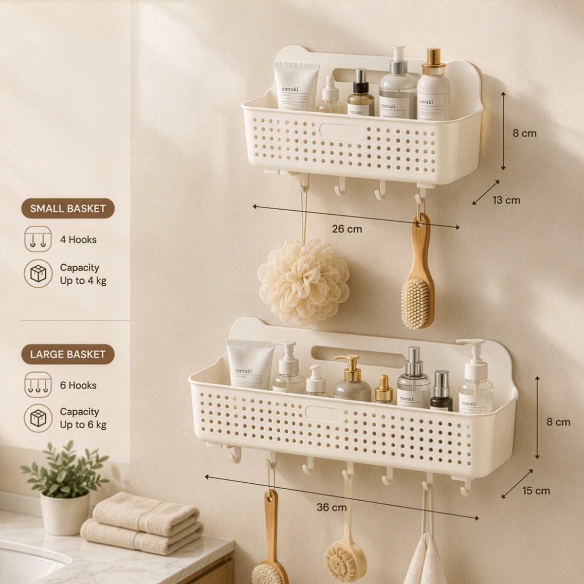 Homero Wall-Mounted Multi-Purpose Storage Basket with Hooks