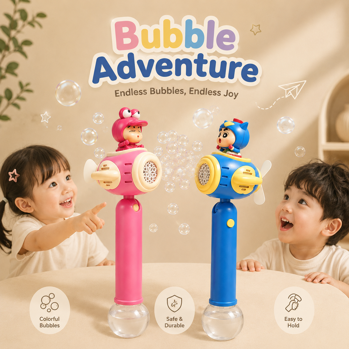 Electric Cartoon Bubble Blowing Toy with Mood Lights