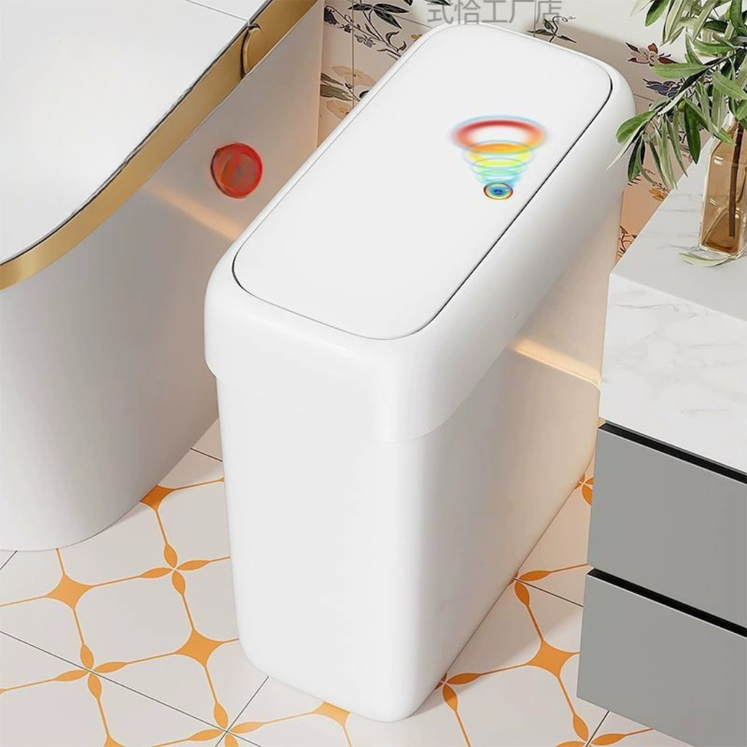 HOMERO Modern Space-Saving ABS Design Slim Push-Lid Trash Can - 8L