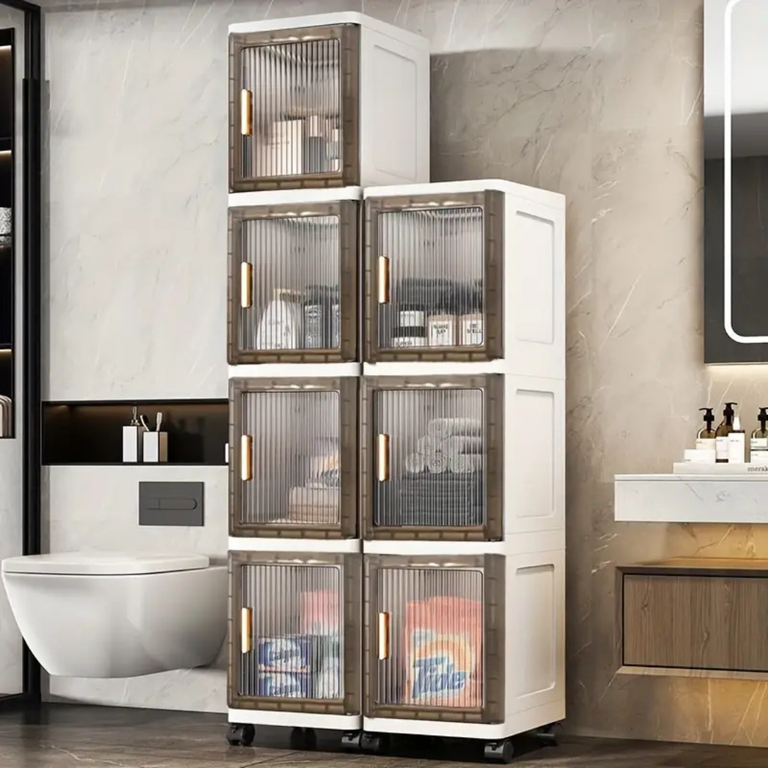 HOMERO Multi-Use Slim Bathroom Transparent Doors Storage Cabinet
