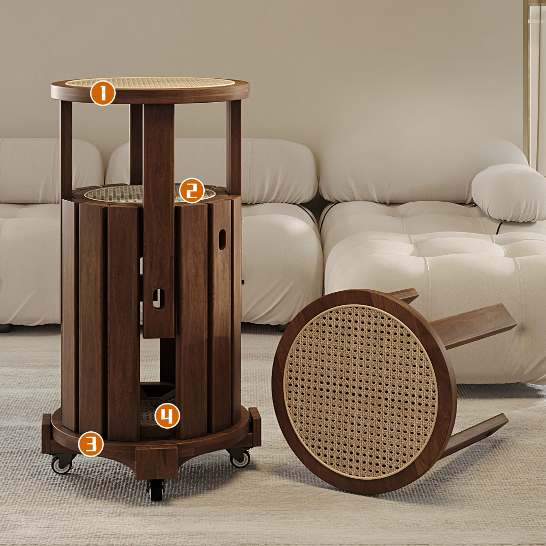 HOMERO Premium 4-in-1 Vintage Stackable Modular Wooden Stool