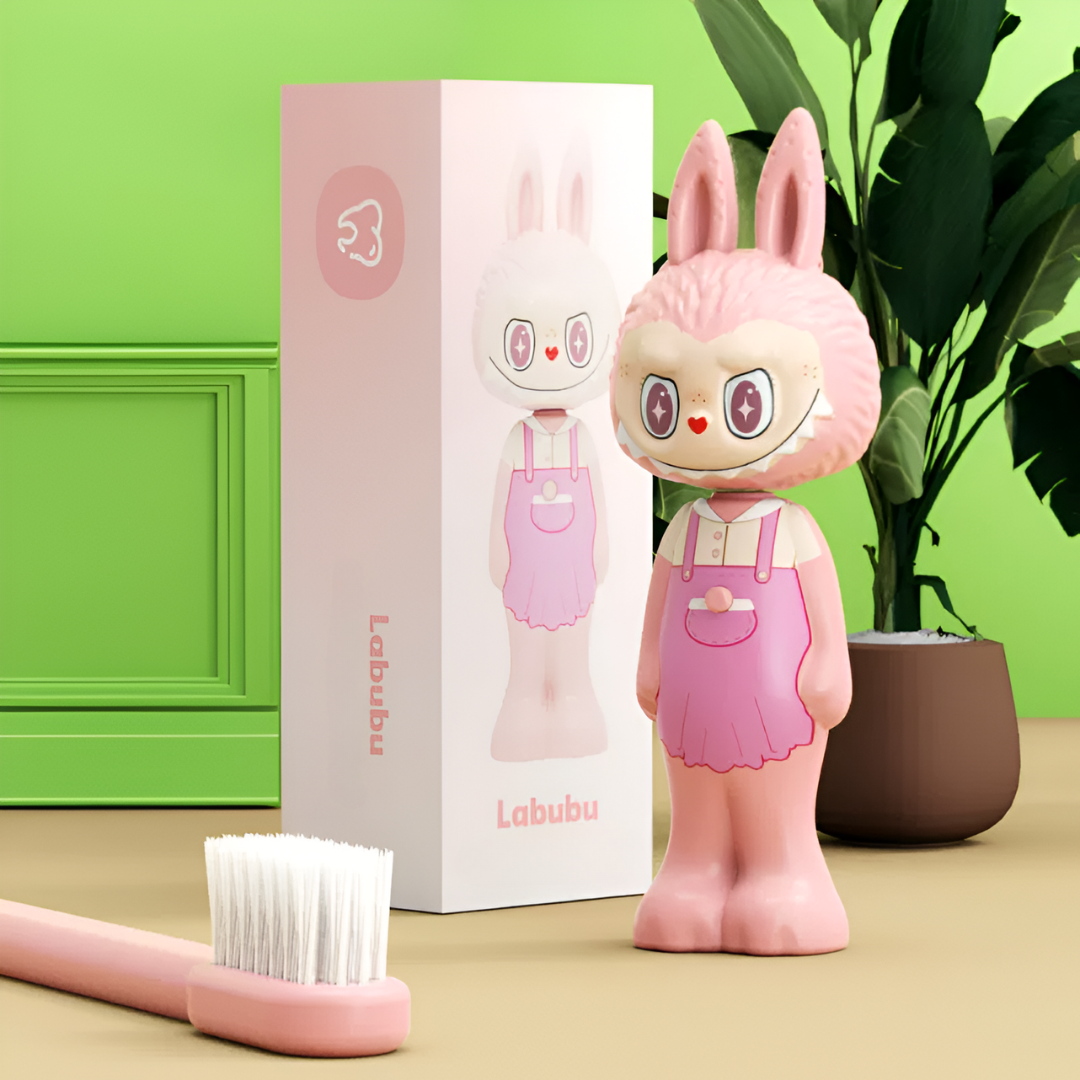 Homero Cute Labubu Ultra Soft Bristles Toothbrush 2 Piece (Pink and Blue)