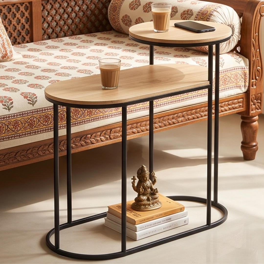 2 in 1 Modern Space Saving Two Tier Side Table